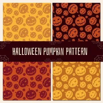 Halloween Pumpkin Pattern Set Stock Illustration