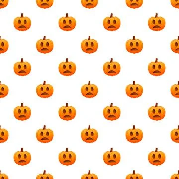 Halloween pumpkin pattern with a shocked face expression Stock Illustration