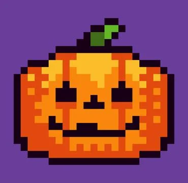 Halloween pumpkin in pixel art Stock Illustration