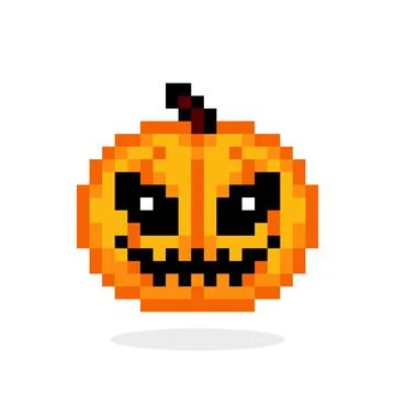 Halloween pumpkin pixel image. Vector Illustration. イラスト素材