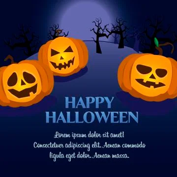 Halloween pumpkin postcard Stock Illustration