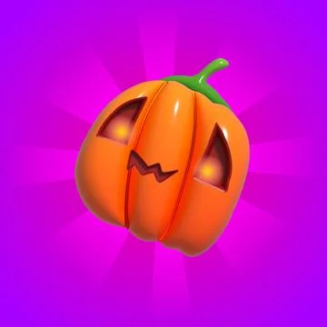 Halloween Pumpkin. Realistic 3d Orange Pumpkin with Happy emotion. Stock Illustration