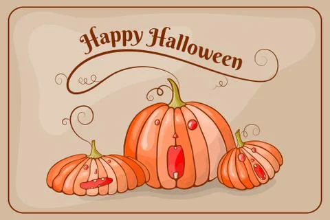 Halloween. Pumpkin with red eyes. Boo. Happy Halloween Stock Illustration