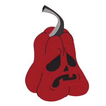 Halloween pumpkin with sad expression. Vector illustration isolated on white Stock Illustration