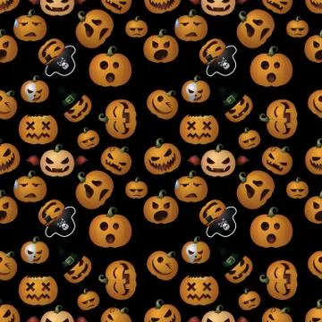 Halloween pumpkin seamless background.Vector 스톡 일러스트