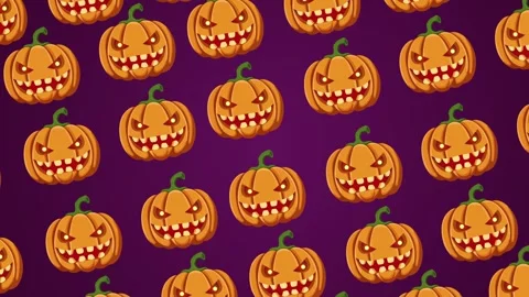 Halloween pumpkin seamless pattern background looping animation 4k Stock Footage 341738703