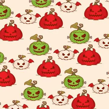 Halloween pumpkin seamless pattern background Vector Illustrazione stock