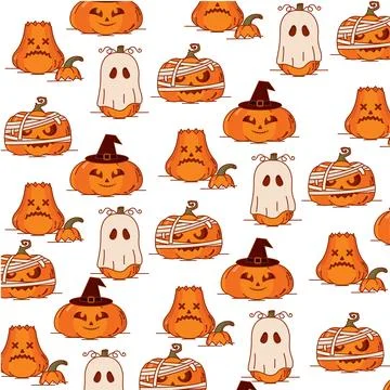 Halloween pumpkin seamless pattern background Vector Stock Illustration