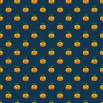 Halloween pumpkin seamless pattern. Cute cartoon pumpkins, holiday background Stock Illustration