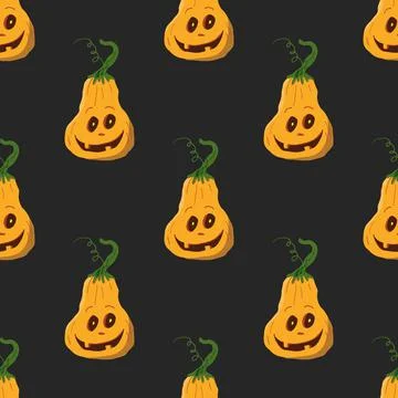 Halloween pumpkin seamless pattern. Cute cartoon pumpkins, holiday background Stock Illustration