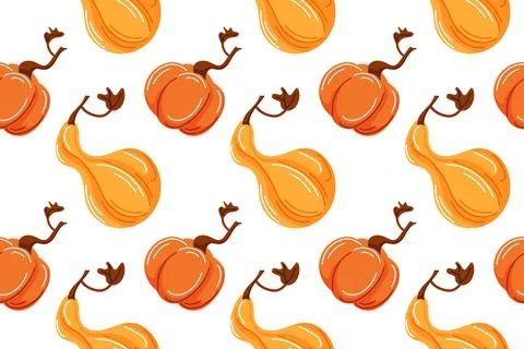 Halloween pumpkin seamless pattern design in cartoon style for fabric Stock Illustration