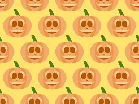 Halloween pumpkin seamless pattern. Festive background with scary pumpkins Stock Illustration