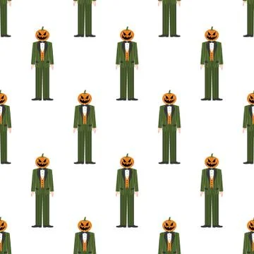 Halloween pumpkin seamless pattern Stock Illustration