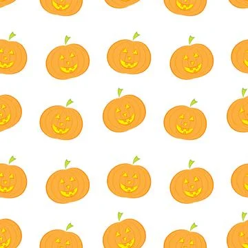 Halloween pumpkin seamless pattern in modern flat style. Vector illustratio.. Stock Illustration
