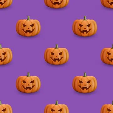 Halloween Pumpkin Seamless Pattern, Vector Illustration. Orange Pumpkin with イラスト素材