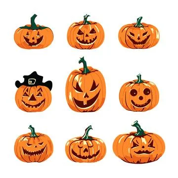 Halloween pumpkin set Stock Illustration
