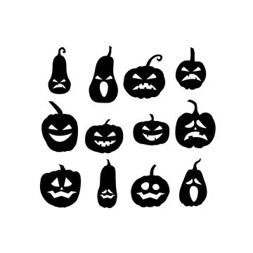 Halloween pumpkin set, outline vector illustrations Stock Illustration
