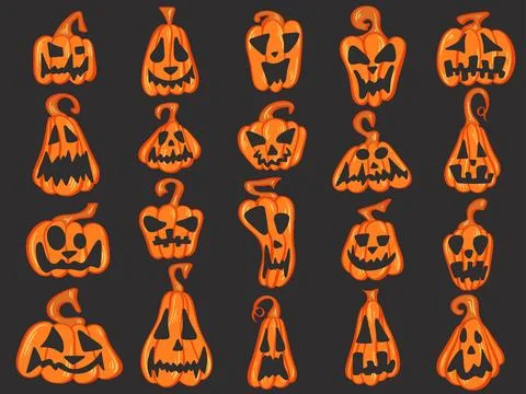 Halloween pumpkin set vector illustration Stock Illustration