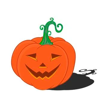 Halloween pumpkin with shadow on a white background. Stock Illustration