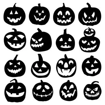 Halloween pumpkin silhouette collection, elements for Halloween decorations. Stock Illustration