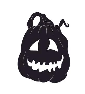 Halloween pumpkin silhouette drawing vector Stock Illustration