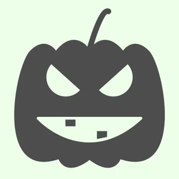 Halloween pumpkin solid icon. Carved Burning gourd with scary face glyph style Stock Illustration