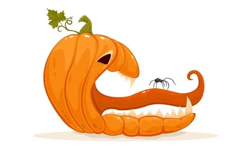 Halloween Pumpkin with Spider Stock Illustration