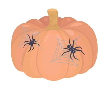 Halloween pumpkin with spiders Stock Illustration