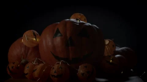 Halloween pumpkin with tree lights Stock Footage 140859670