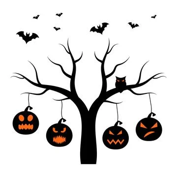 Halloween Pumpkin Tree Vector Illustration Stock Illustration
