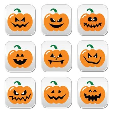 Halloween pumpkin vector buttons set Stock Illustration