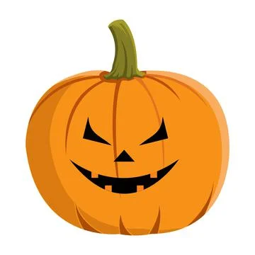 Halloween pumpkin vector design with devil face with orange and green color.  Stock Illustration