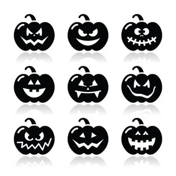 Halloween pumpkin vector icons set Illustrazione stock