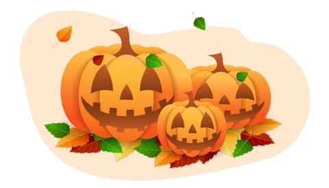 Halloween pumpkin vector illustration, Jack O Lantern isolated on white Stock Illustration
