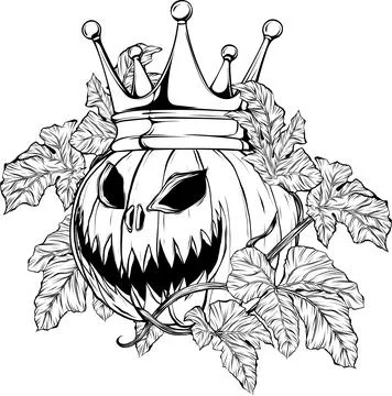 Halloween pumpkin. Vector illustration. Thin line art icon on white background. Illustrazione stock