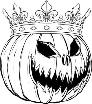 Halloween pumpkin. Vector illustration. Thin line art icon on white background. Stock Illustration