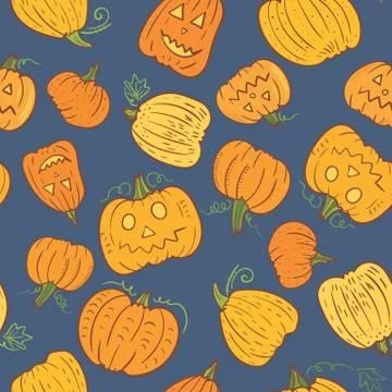 Halloween Pumpkin Vector Pattern Stock Illustration