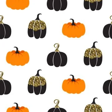 Halloween pumpkin vector seamless pattern Stock Illustration