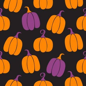 Halloween pumpkin vector seamless pattern Stock Illustration