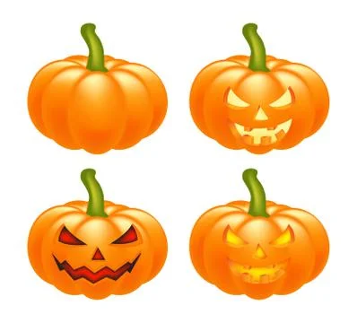 Halloween pumpkin vector set illustration, Jack O Lantern isolated on white b Illustrazione stock