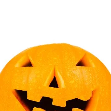 Halloween pumpkin on white with copyspace Stock Photos