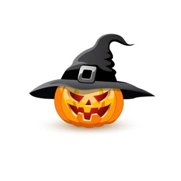 Halloween pumpkin in Witch hat. Vector illustration Stock Illustration