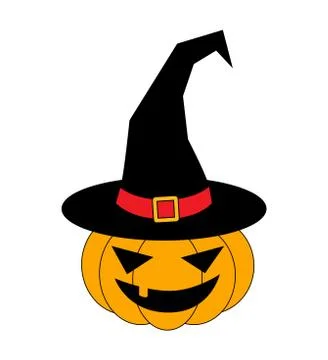 Halloween pumpkin in witches hat vector illustration, Jack O Lantern isolated Stock Illustration