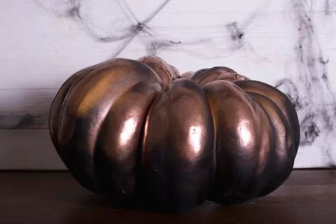 Halloween pumpkin on wooden background Photos