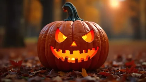 Halloween pumpkin in the woods Stock Footage 287414678