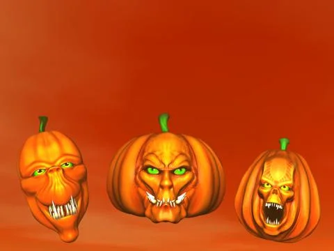 Halloween pumpkins - 3D render Stock Illustration