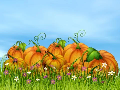 Halloween pumpkins- 3D render Stock Illustration