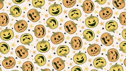 Halloween pumpkins background on a seamless loop Stock Footage 318023499