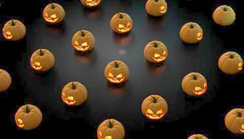 Halloween Pumpkins on a black background CGI 3D Stock Illustration
