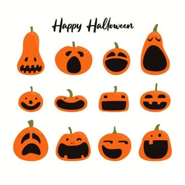 Halloween pumpkins collection Stock Illustration